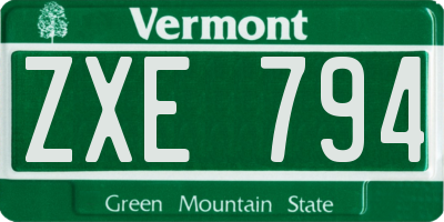 VT license plate ZXE794