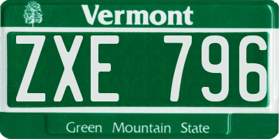 VT license plate ZXE796