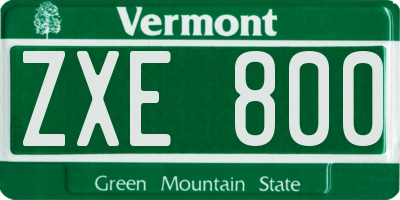 VT license plate ZXE800
