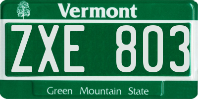 VT license plate ZXE803