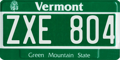 VT license plate ZXE804