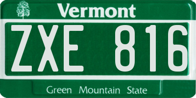 VT license plate ZXE816