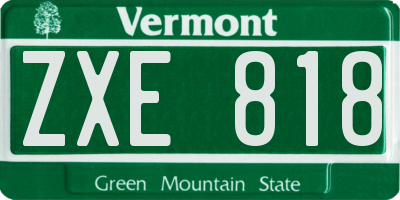 VT license plate ZXE818