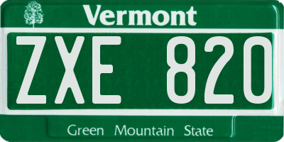 VT license plate ZXE820