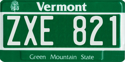 VT license plate ZXE821