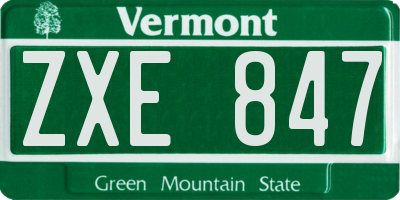 VT license plate ZXE847