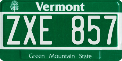 VT license plate ZXE857