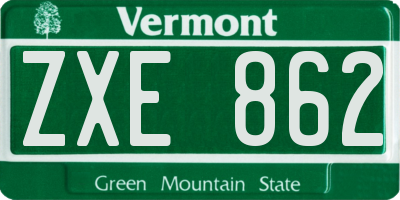 VT license plate ZXE862