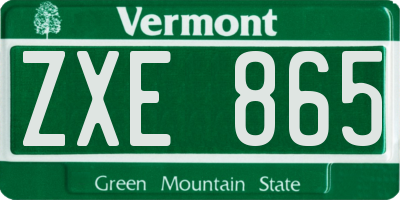 VT license plate ZXE865
