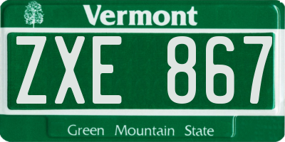 VT license plate ZXE867