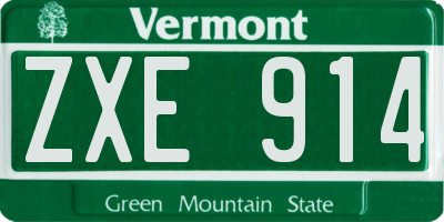 VT license plate ZXE914