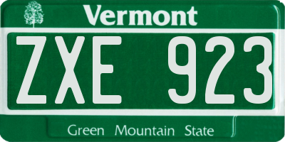 VT license plate ZXE923