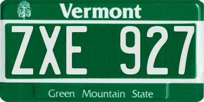 VT license plate ZXE927