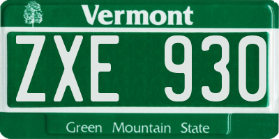 VT license plate ZXE930