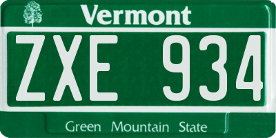 VT license plate ZXE934