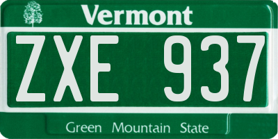 VT license plate ZXE937
