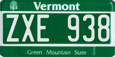 VT license plate ZXE938