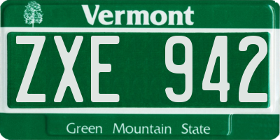 VT license plate ZXE942