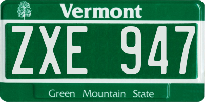 VT license plate ZXE947