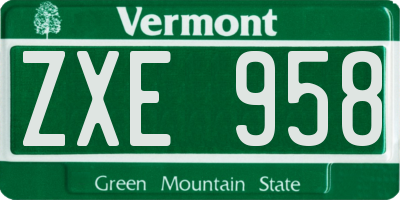 VT license plate ZXE958