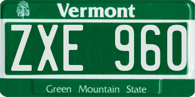 VT license plate ZXE960