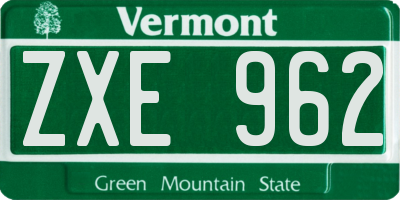 VT license plate ZXE962