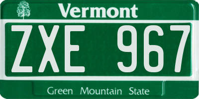 VT license plate ZXE967