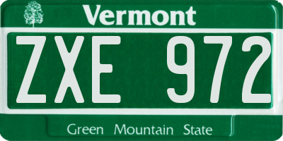 VT license plate ZXE972