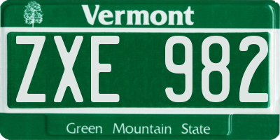 VT license plate ZXE982