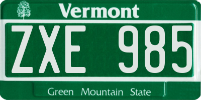 VT license plate ZXE985