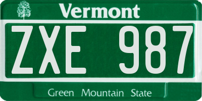 VT license plate ZXE987