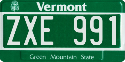 VT license plate ZXE991