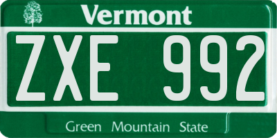 VT license plate ZXE992