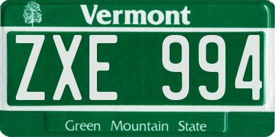 VT license plate ZXE994