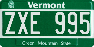 VT license plate ZXE995
