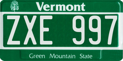 VT license plate ZXE997