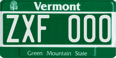 VT license plate ZXF000