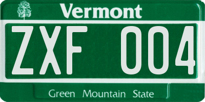 VT license plate ZXF004