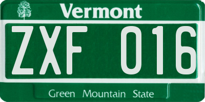 VT license plate ZXF016