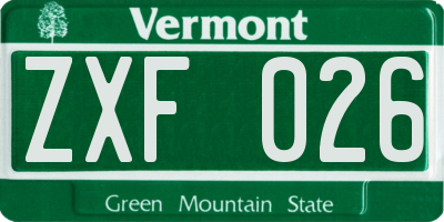 VT license plate ZXF026