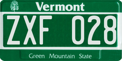 VT license plate ZXF028