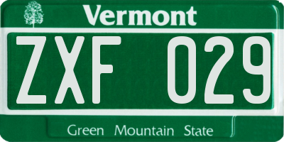 VT license plate ZXF029