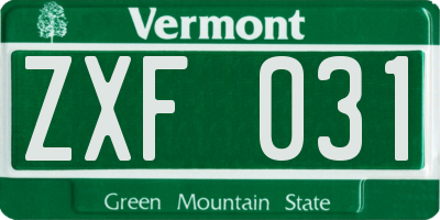 VT license plate ZXF031