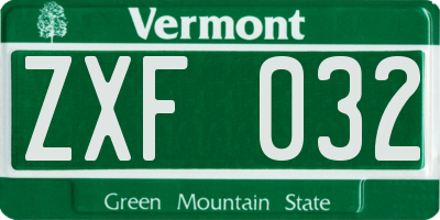 VT license plate ZXF032