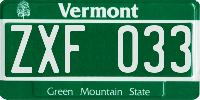 VT license plate ZXF033