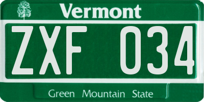 VT license plate ZXF034