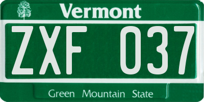 VT license plate ZXF037