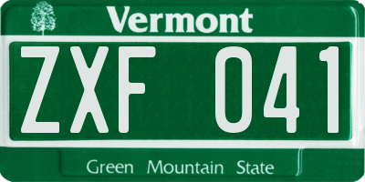 VT license plate ZXF041