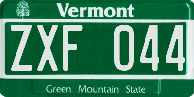 VT license plate ZXF044