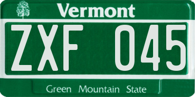 VT license plate ZXF045